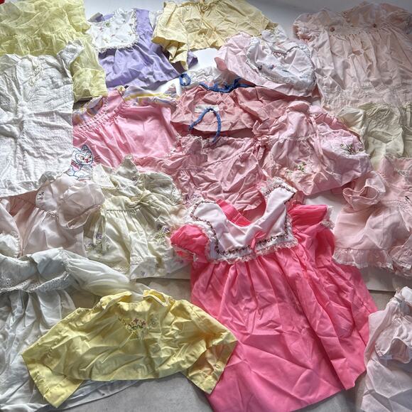 Vtg Lot 17 Toddler Baby Dresses Clothes Various Sizes 90’s 80’s Stitched